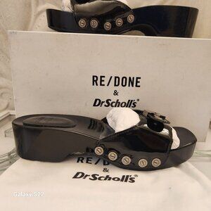 RE/DONE Women's Dr. Scholls Clog Sandals. Black Patent. NIB. Size 6